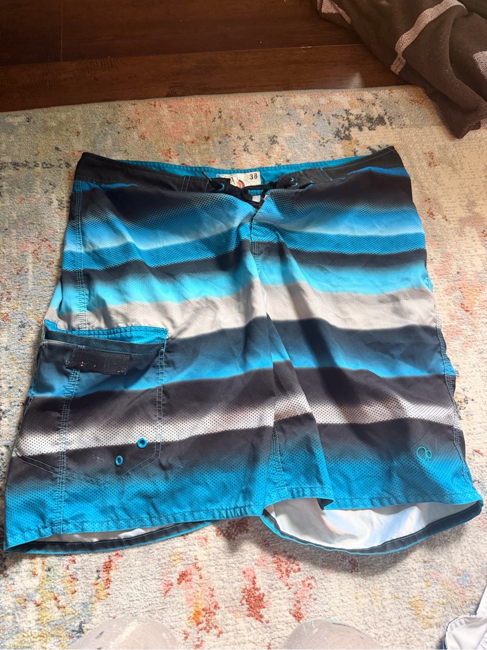 OP Men's Teal and Black Gradient Stripe Board Shorts